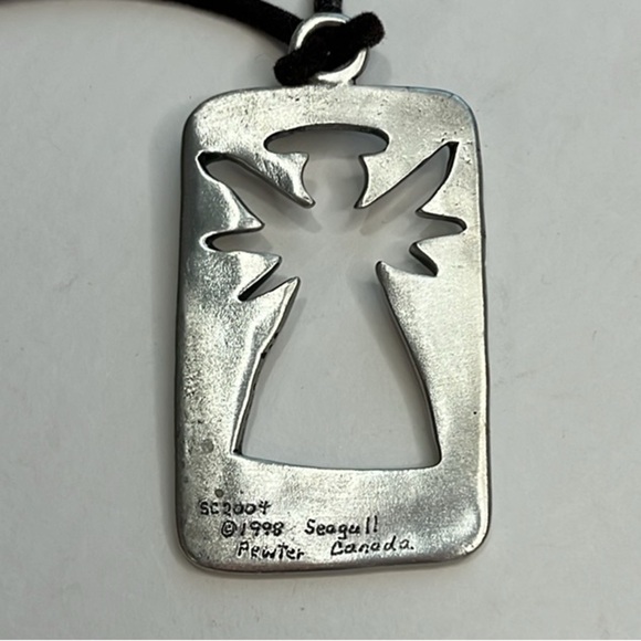 SEAGULL Pewter Angel Pendant Cord Statement Necklace - Picture 7 of 10